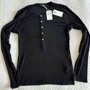 Good American Jeanius Fitted Long Sleeve Henley (NWT)